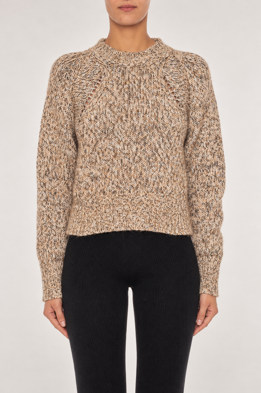 GENTRYPORTOFINO Wool Knit Sweater in Cammello and Nero