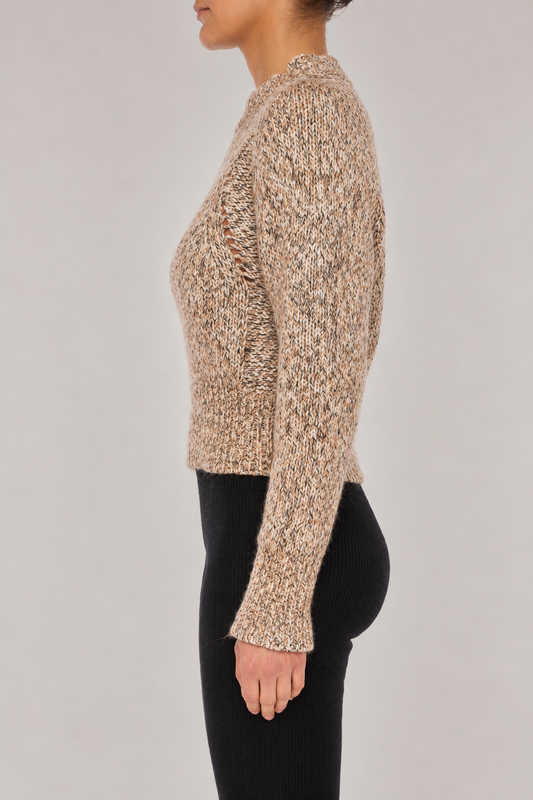 GENTRYPORTOFINO Wool Knit Sweater in Cammello and Nero