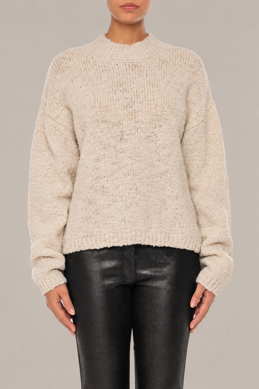 GENTRYPORTOFINO Wool Knit Sweater in Latte