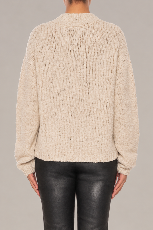 GENTRYPORTOFINO Wool Knit Sweater in Latte