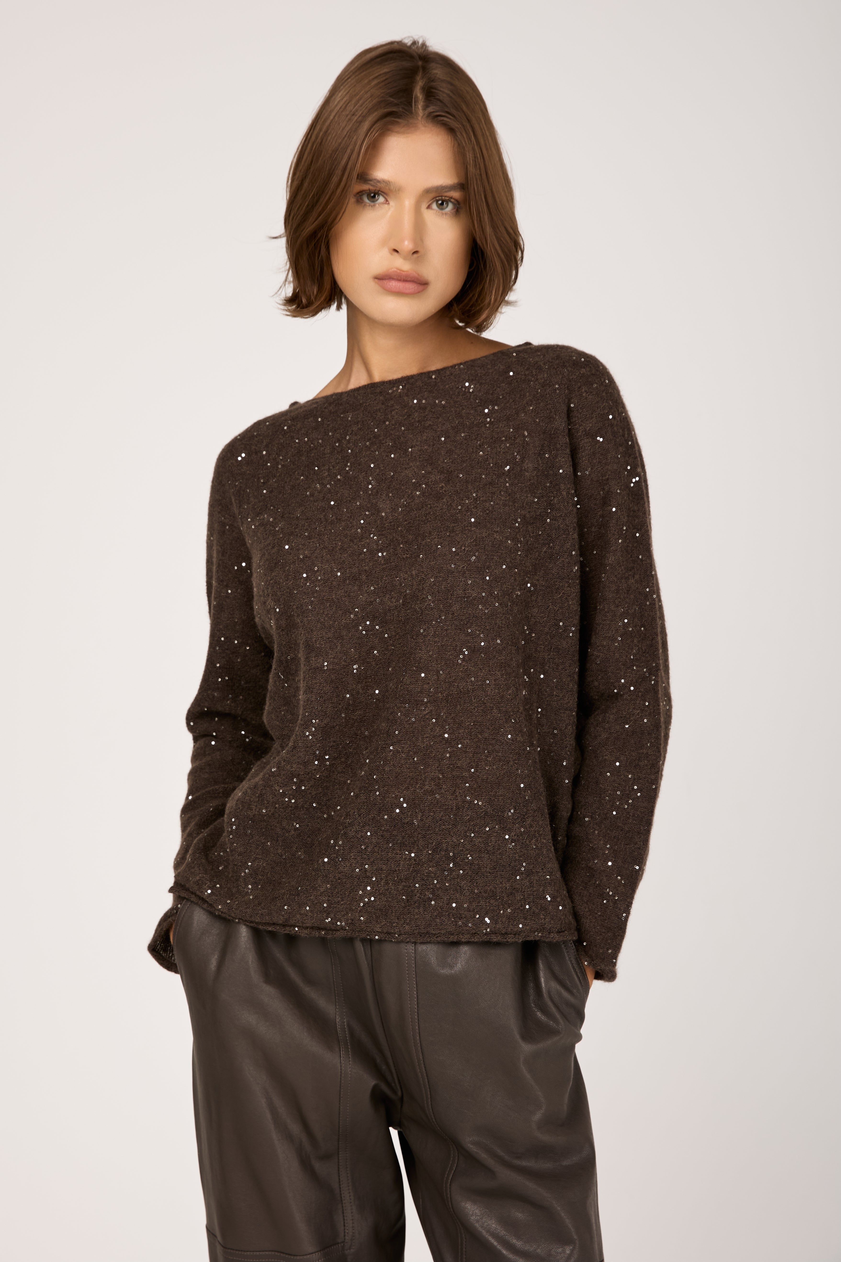 Wool Knit Sweater in Mastice