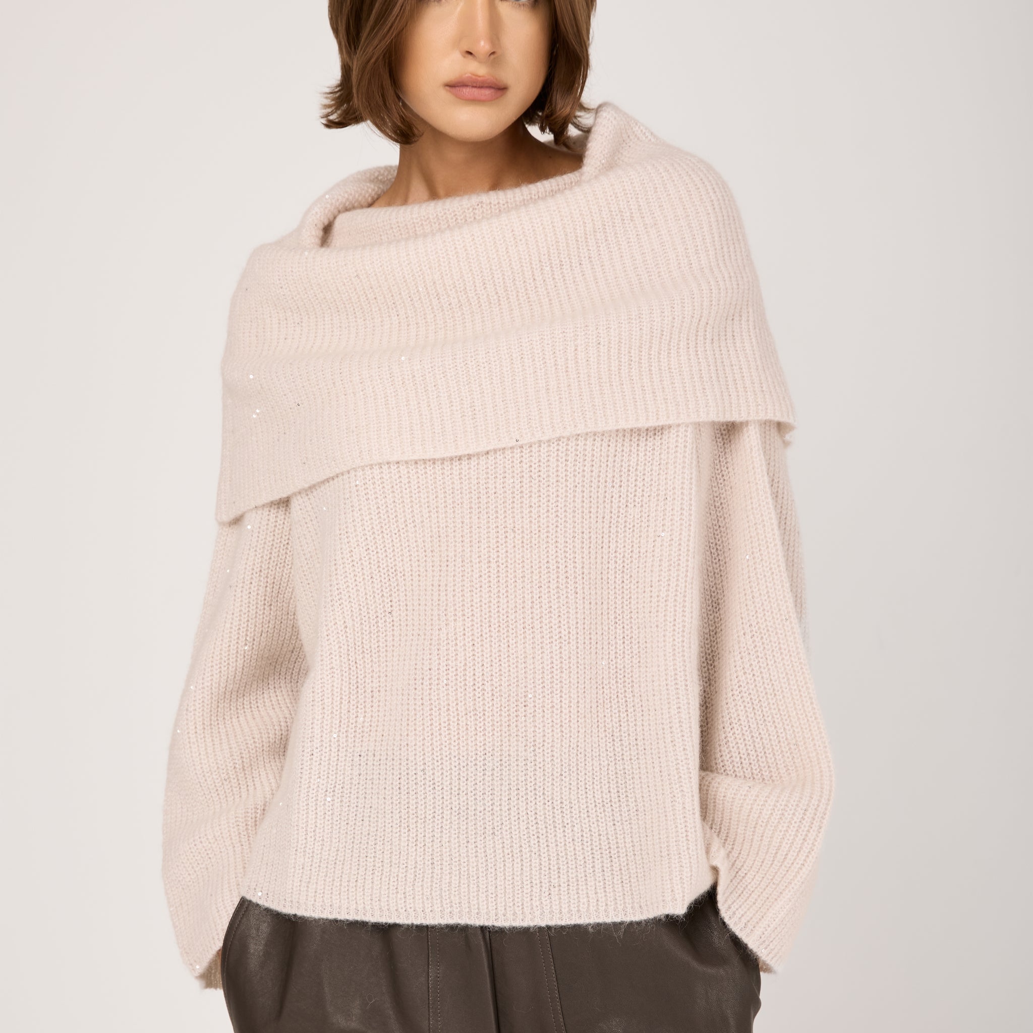 Wool Knit Sweater in Stucco