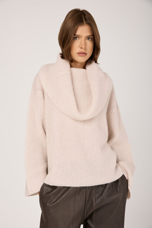 Wool Knit Sweater in Stucco