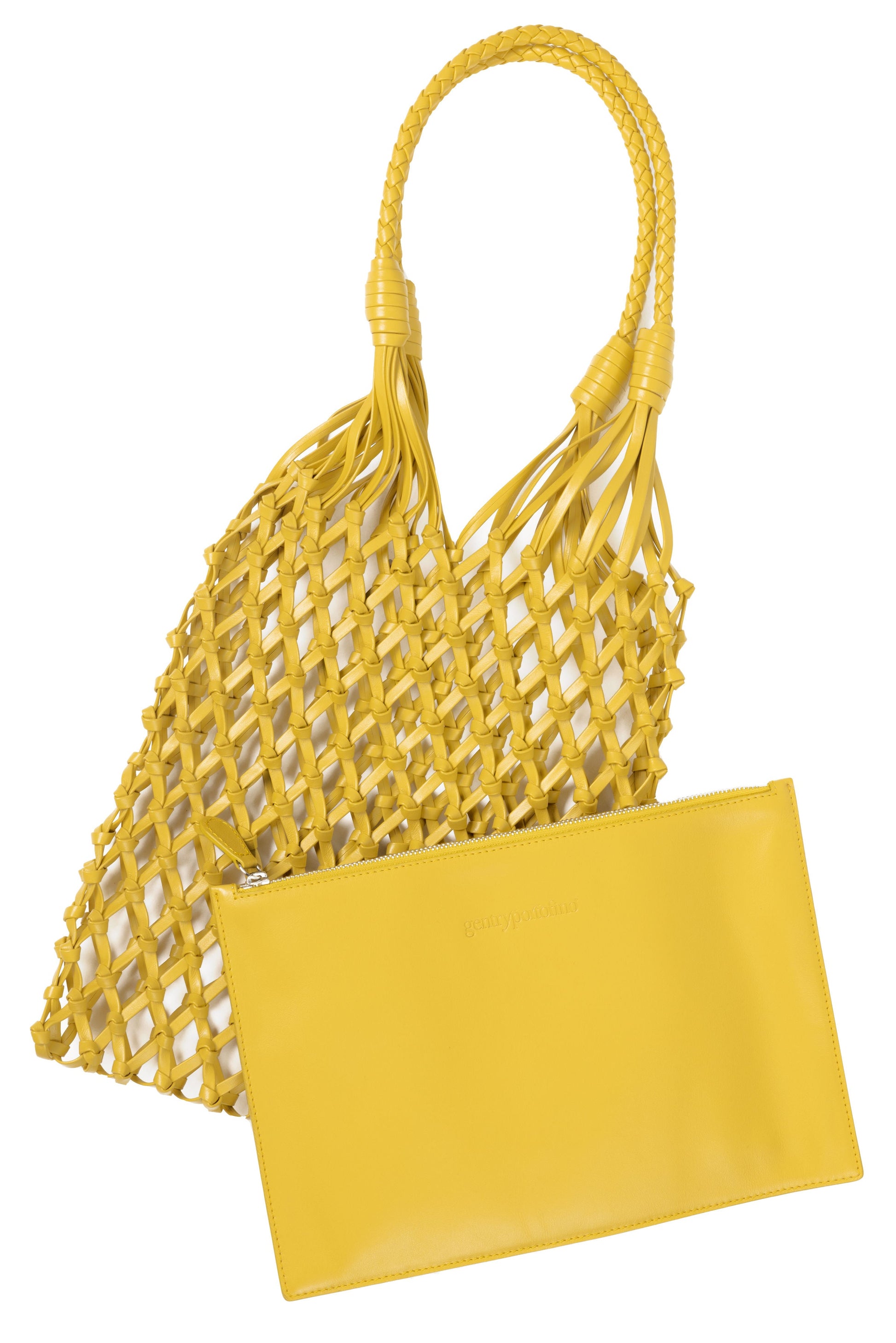 GENTRYPORTOFINO Woven Leather Bag in Cedro
