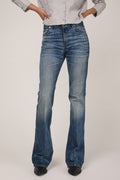 HAIKURE Flora High Rise Flared Jean in Blue Ryder