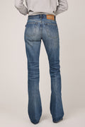 HAIKURE Flora High Rise Flared Jean in Blue Ryder