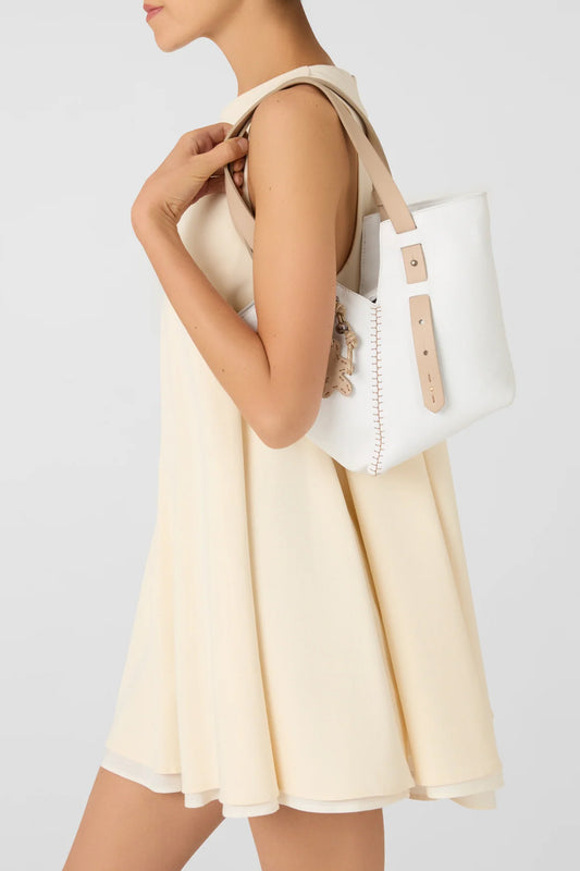 HENRY BEGUELIN Bisaccia Mousse Leather Bag in Bianco