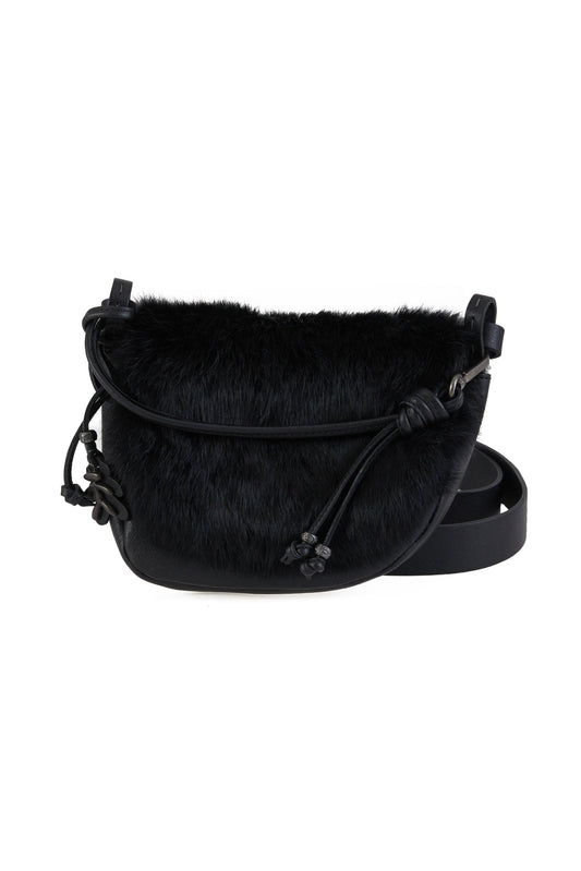 HENRY BEGUELIN Marinella Messico Small Leather and Fur Bag in Lapin Nero
