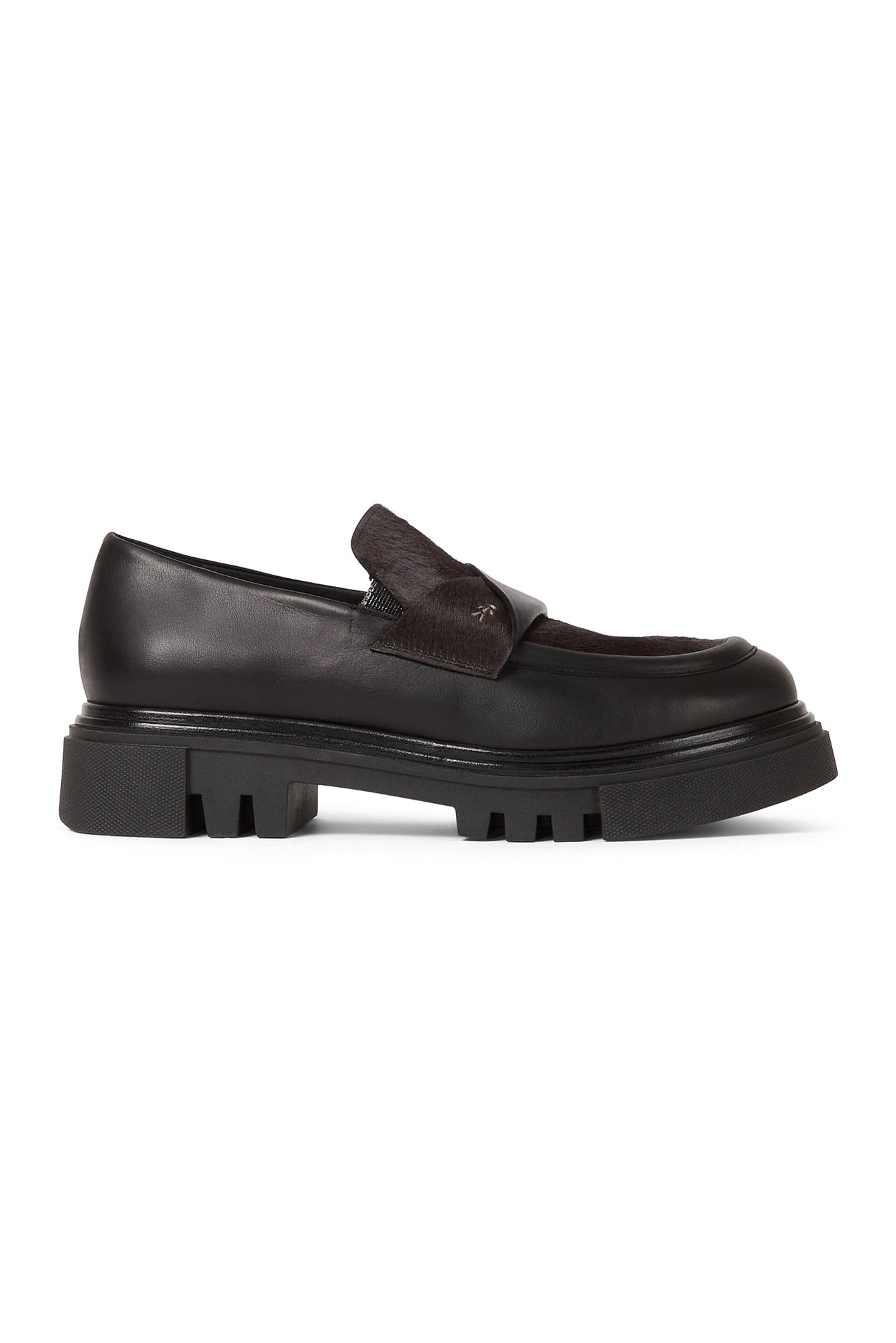 Norton Leather Moccasin Shoe in Pony Sfumato Nero