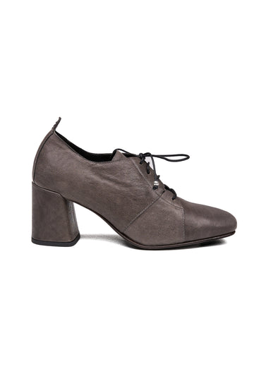 Old Iron Lace-up Leather Heel in Piombo