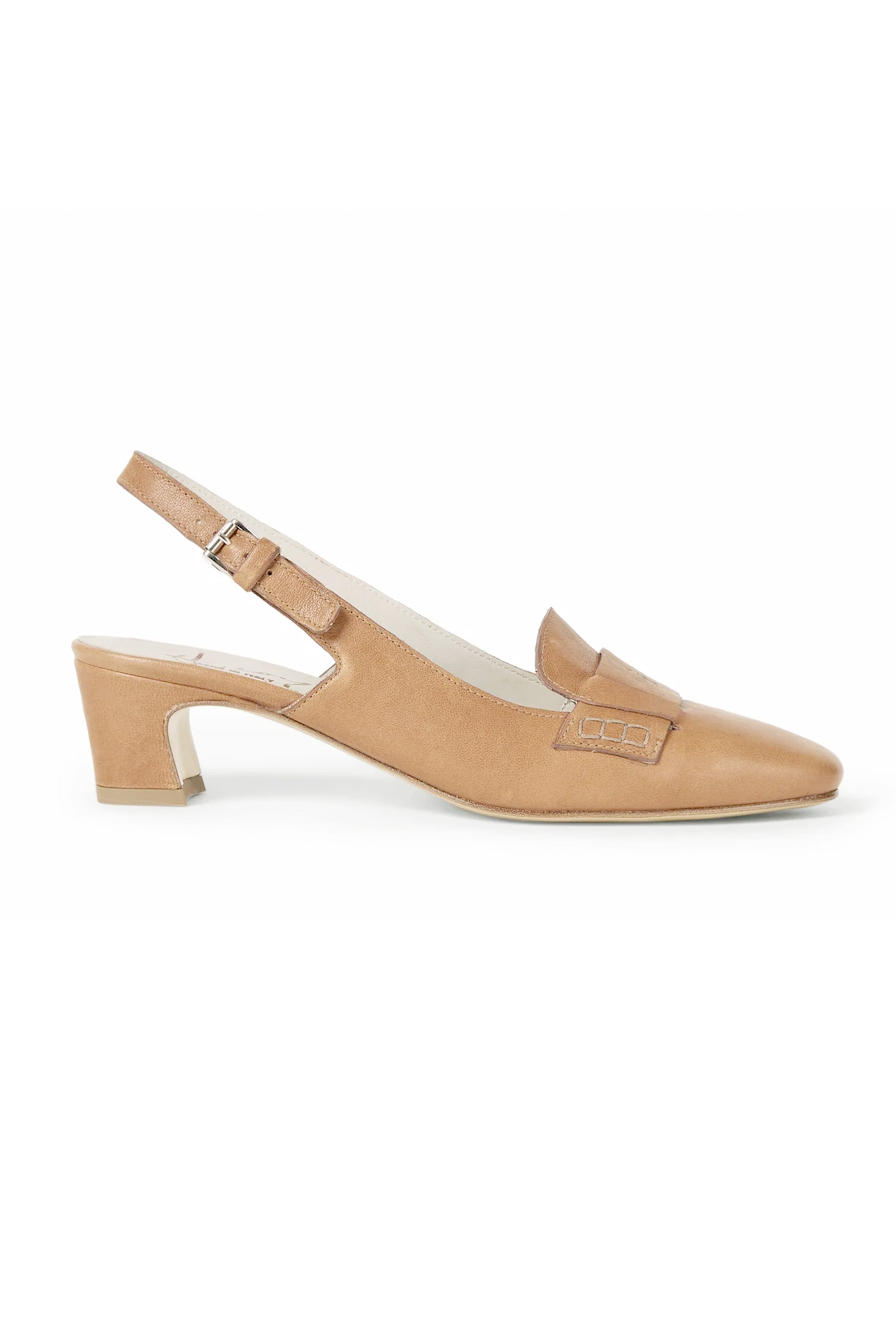 Old Iron Leather Slingback Pump in Beige