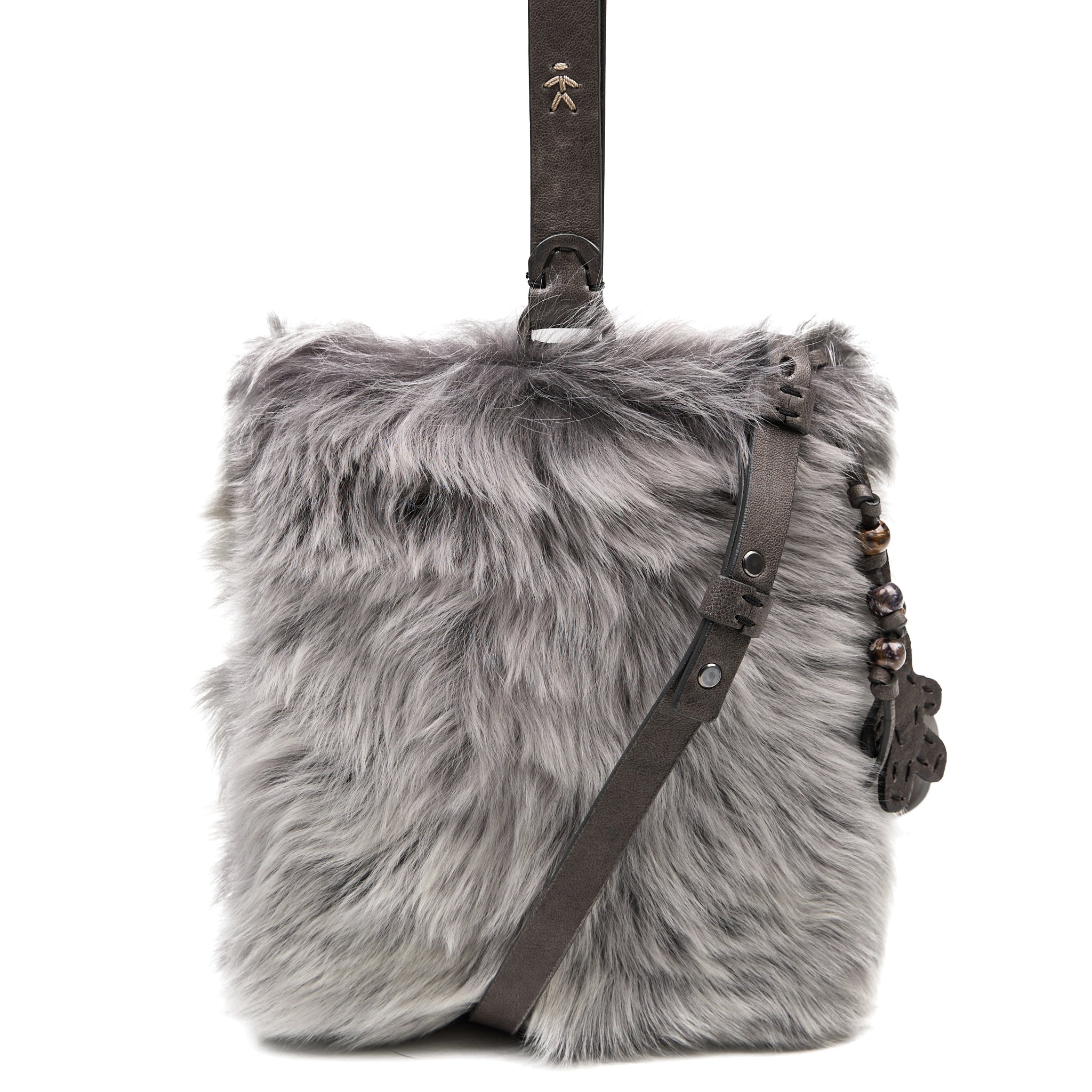 Fluffy Toscana Leather Bag in Brisa Antracite