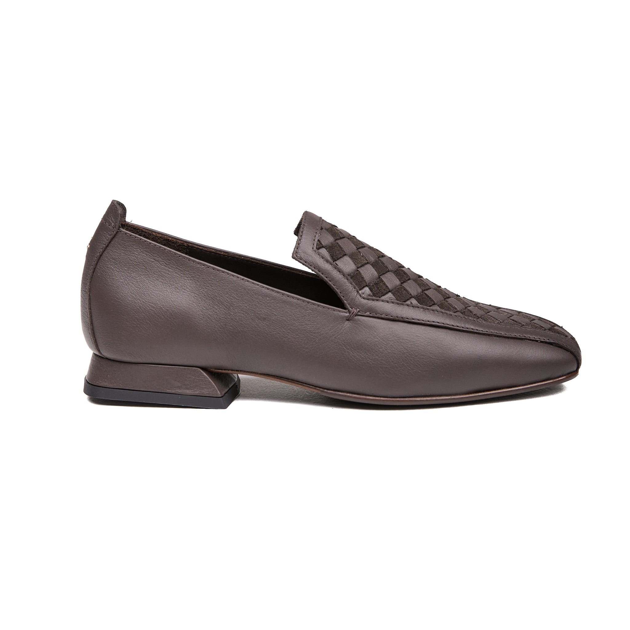 Intreccio Leather Shoe in Scacchiera Moro