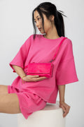 HENRY BEGUELIN Ocean Pocket Leather Clutch in Old Iron Fuxia