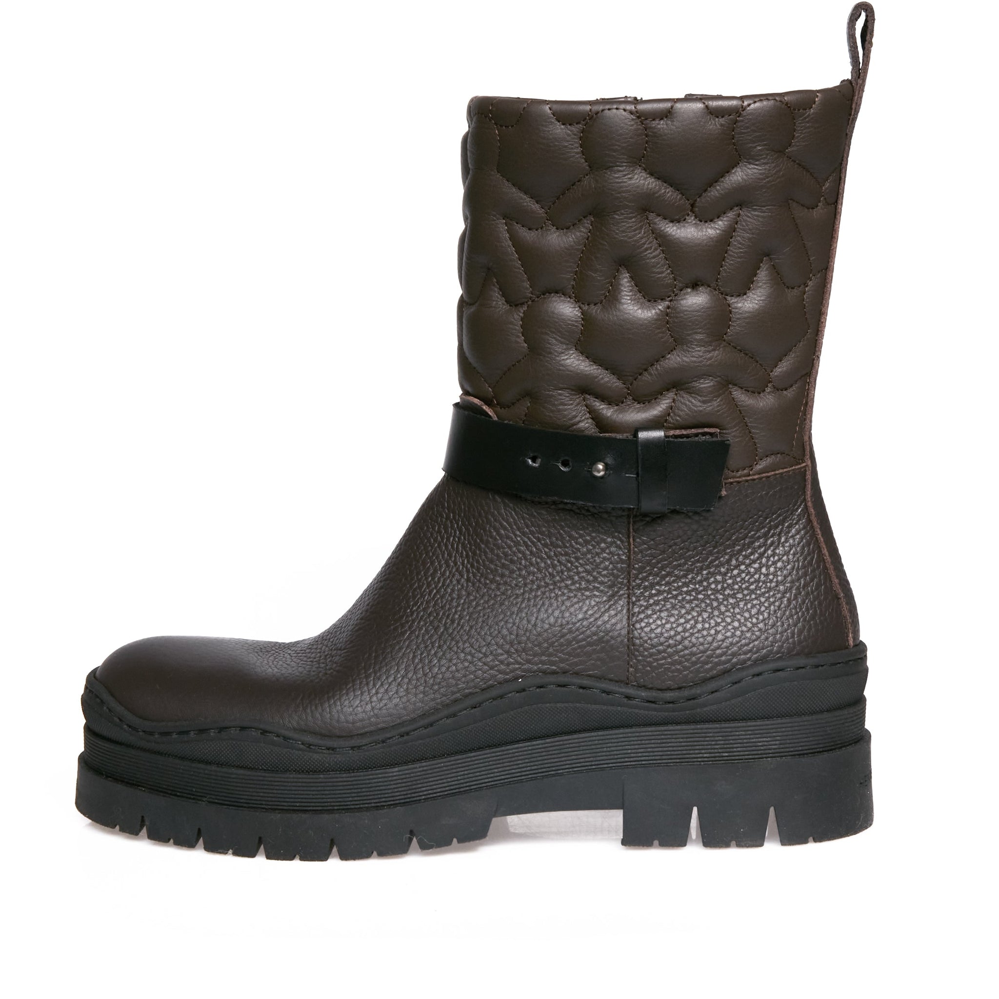 HENRY BEGUELIN Vegetal Wash Leather Boot with Omino Trapuntato in Moro