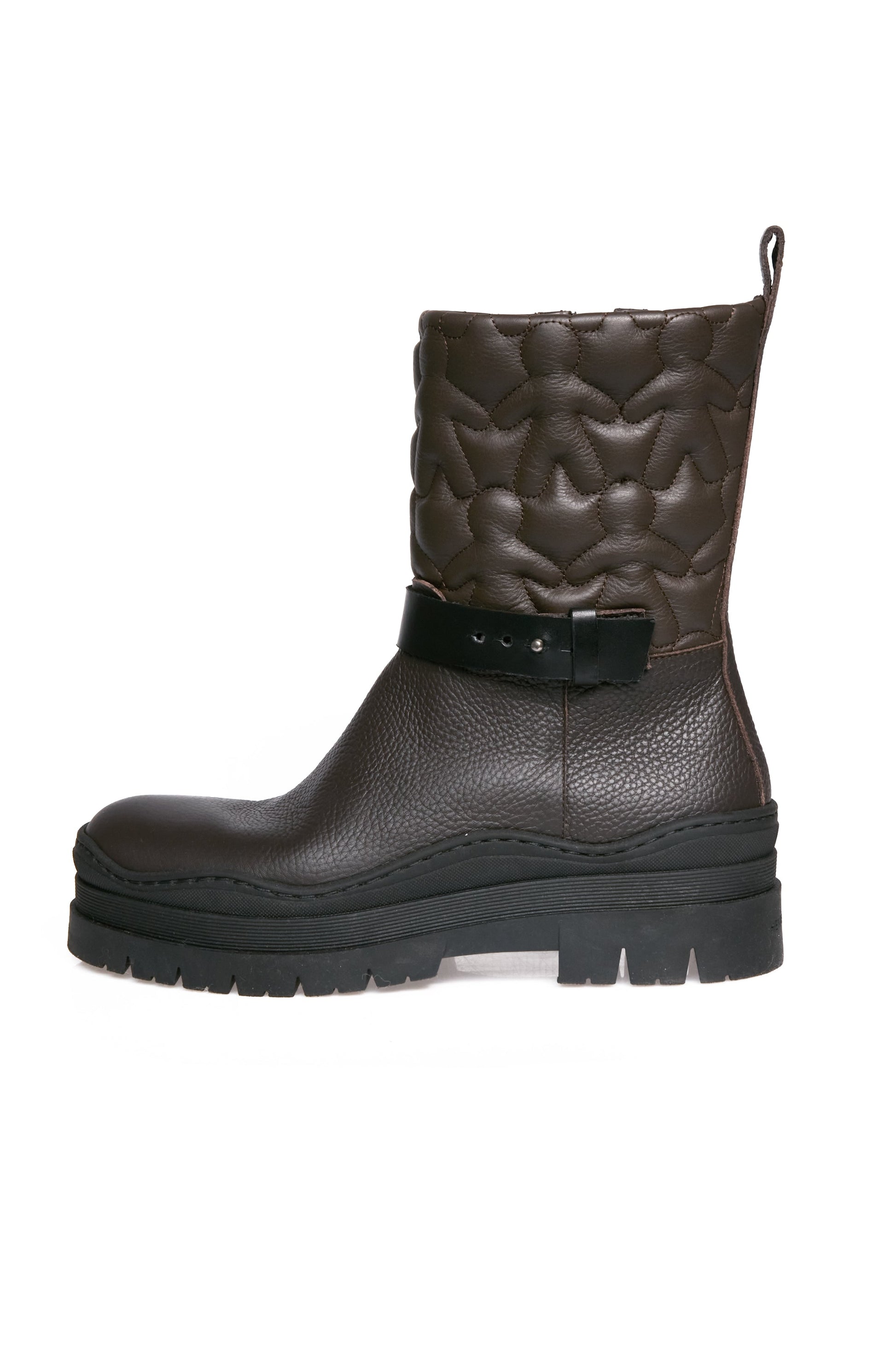 HENRY BEGUELIN Vegetal Wash Leather Boot with Omino Trapuntato in Moro