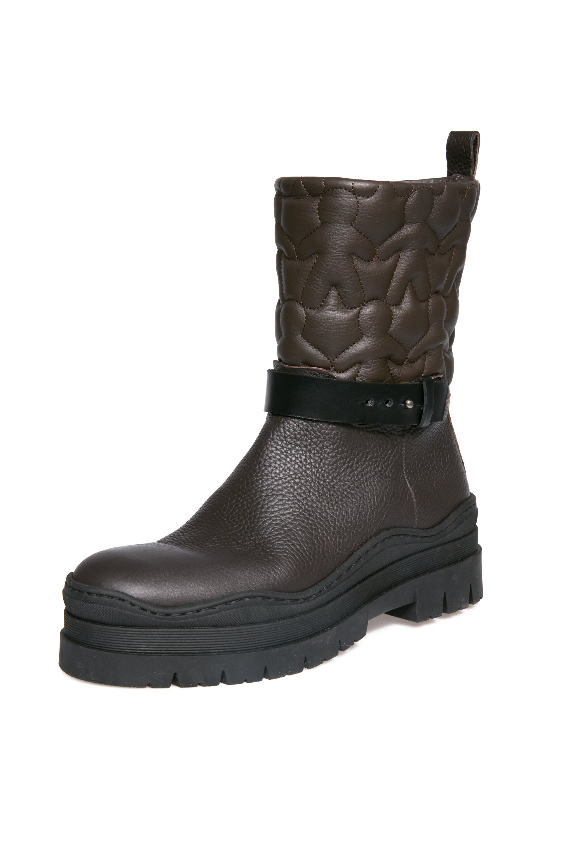 HENRY BEGUELIN Vegetal Wash Leather Boot with Omino Trapuntato in Moro