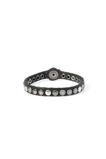 HTC LOS ANGELES Leather One Line Studded Bracelet in Black