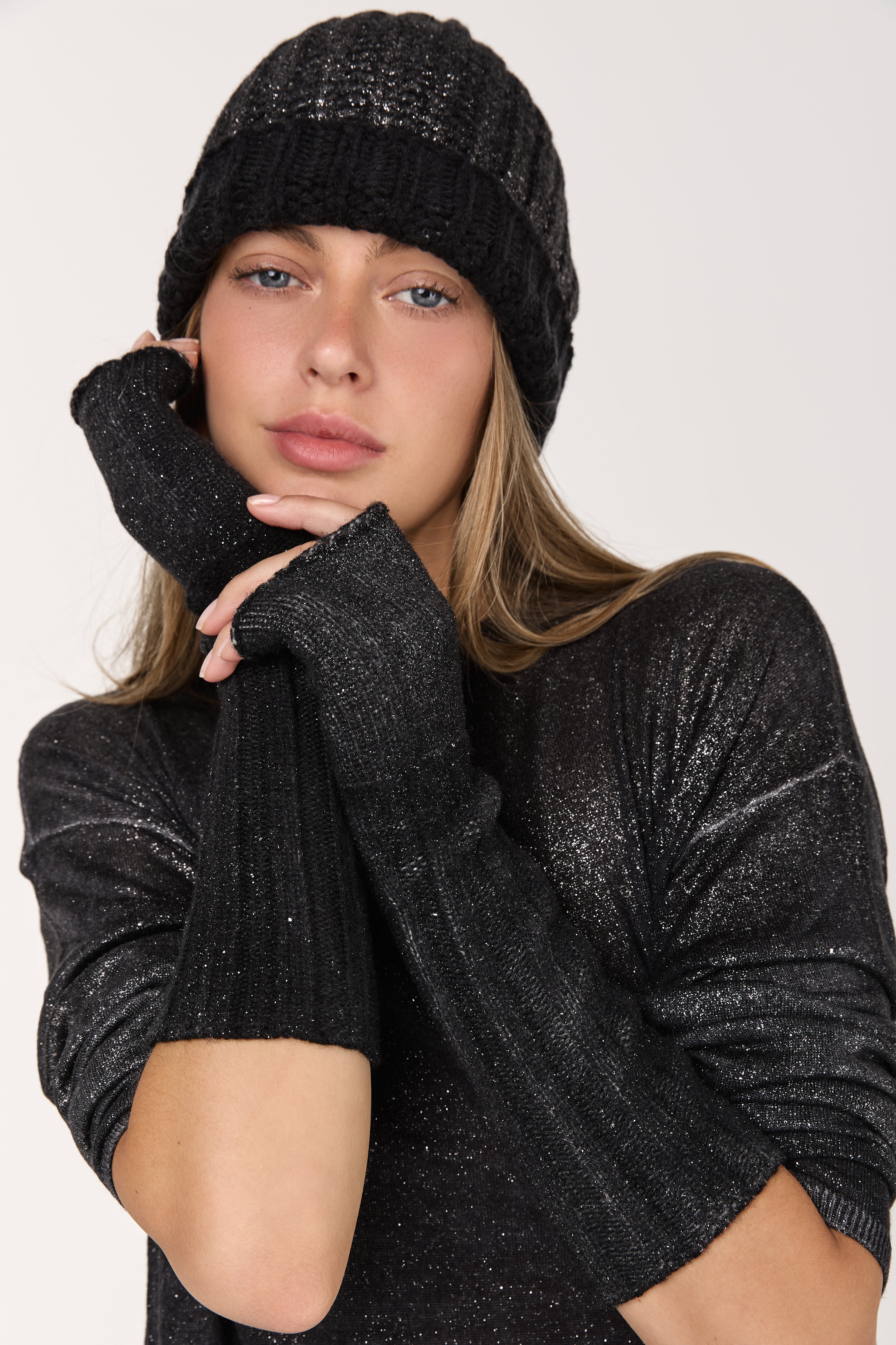 Hand Painted Corn Cob Stitch Hat with Lamination in Nero