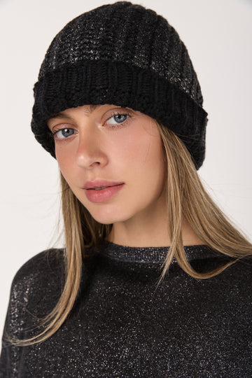 Hand Painted Corn Cob Stitch Hat with Lamination in Nero