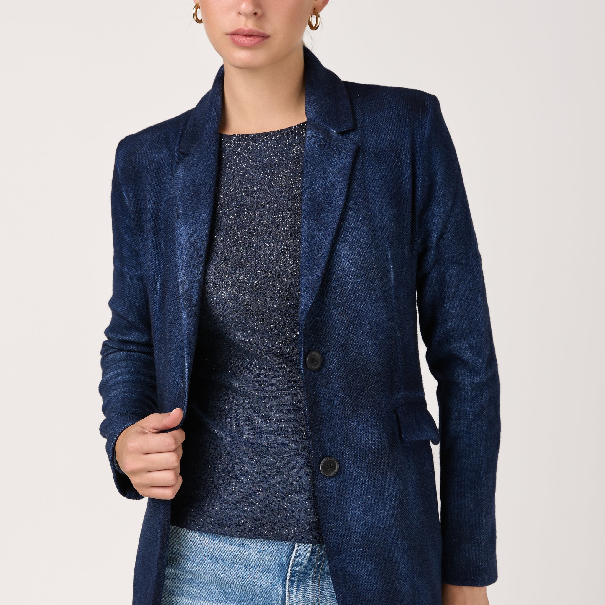 Hand Painted Reversible Jacket Blazer in Midnight