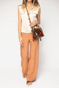 FORTE FORTE Marocain Satin Denim Cut Top in Ivory