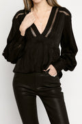 IRO Bahri Lace Inset Top in Black