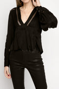 IRO Bahri Lace Inset Top in Black
