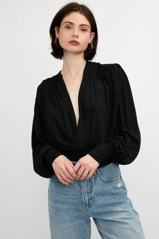 IRO Barba V-Neck Blouse in Black