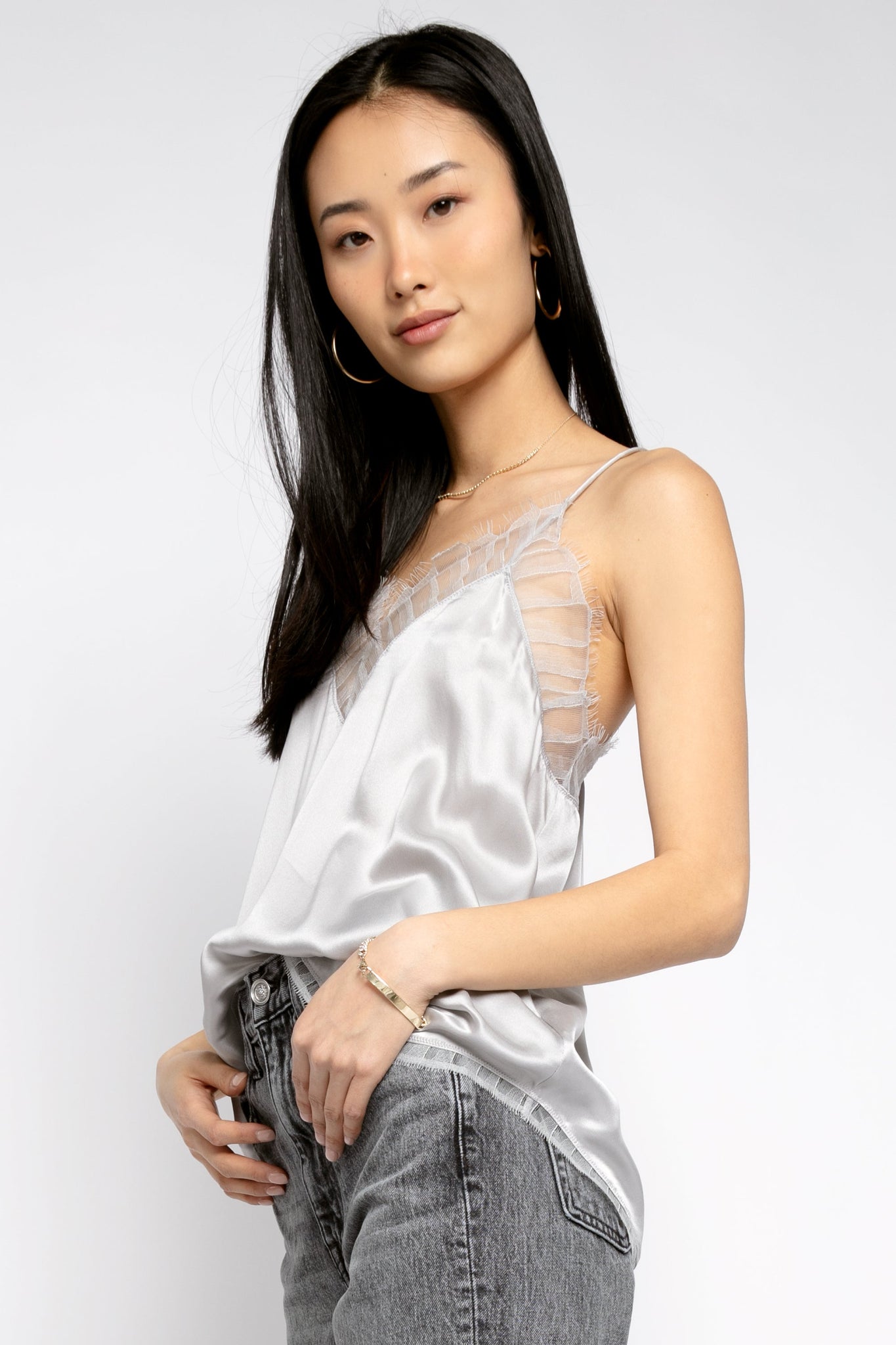 IRO Berwyn Silk Camisole in Light Grey