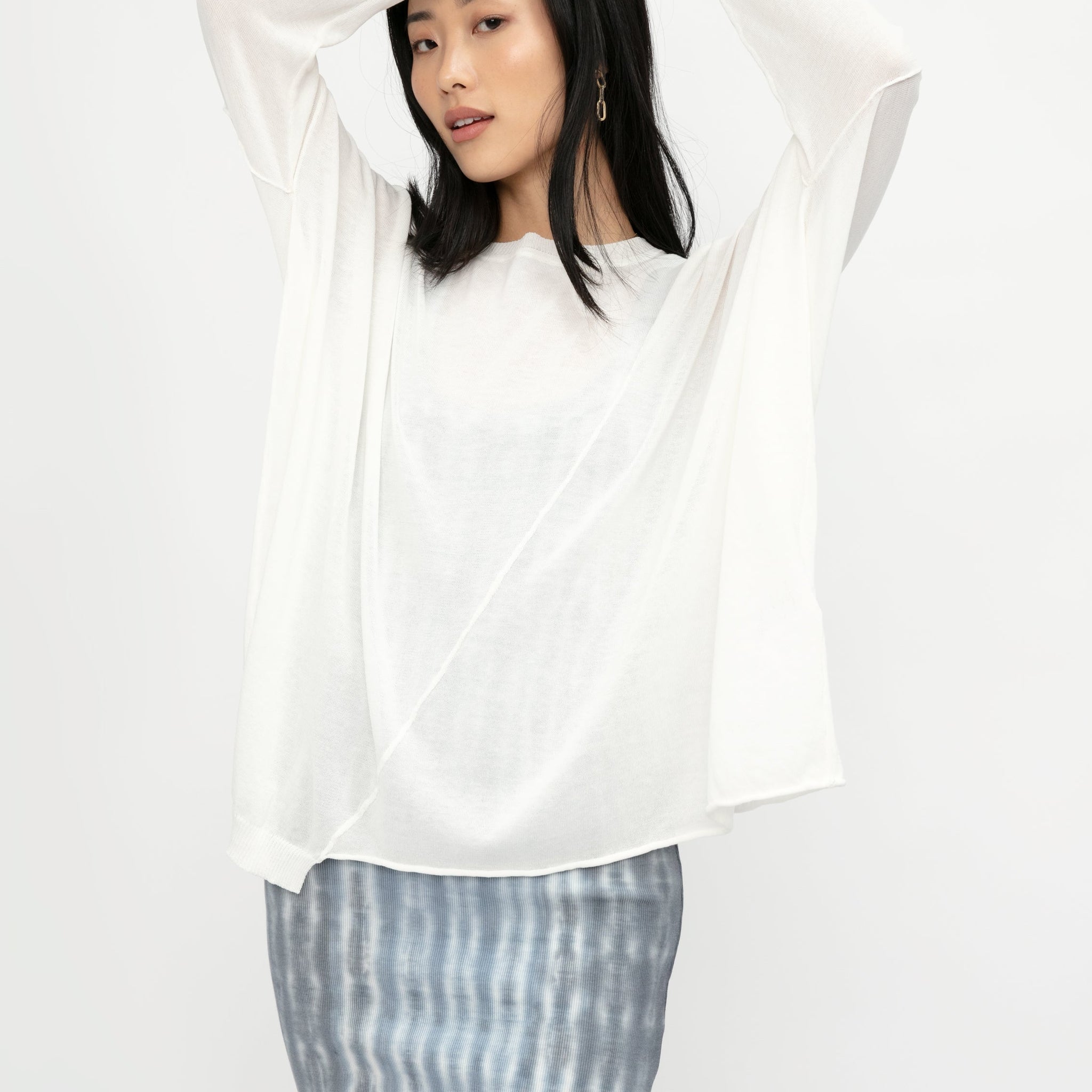 ISABEL BENENATO Boxy Asymmetrical Top in Ivory