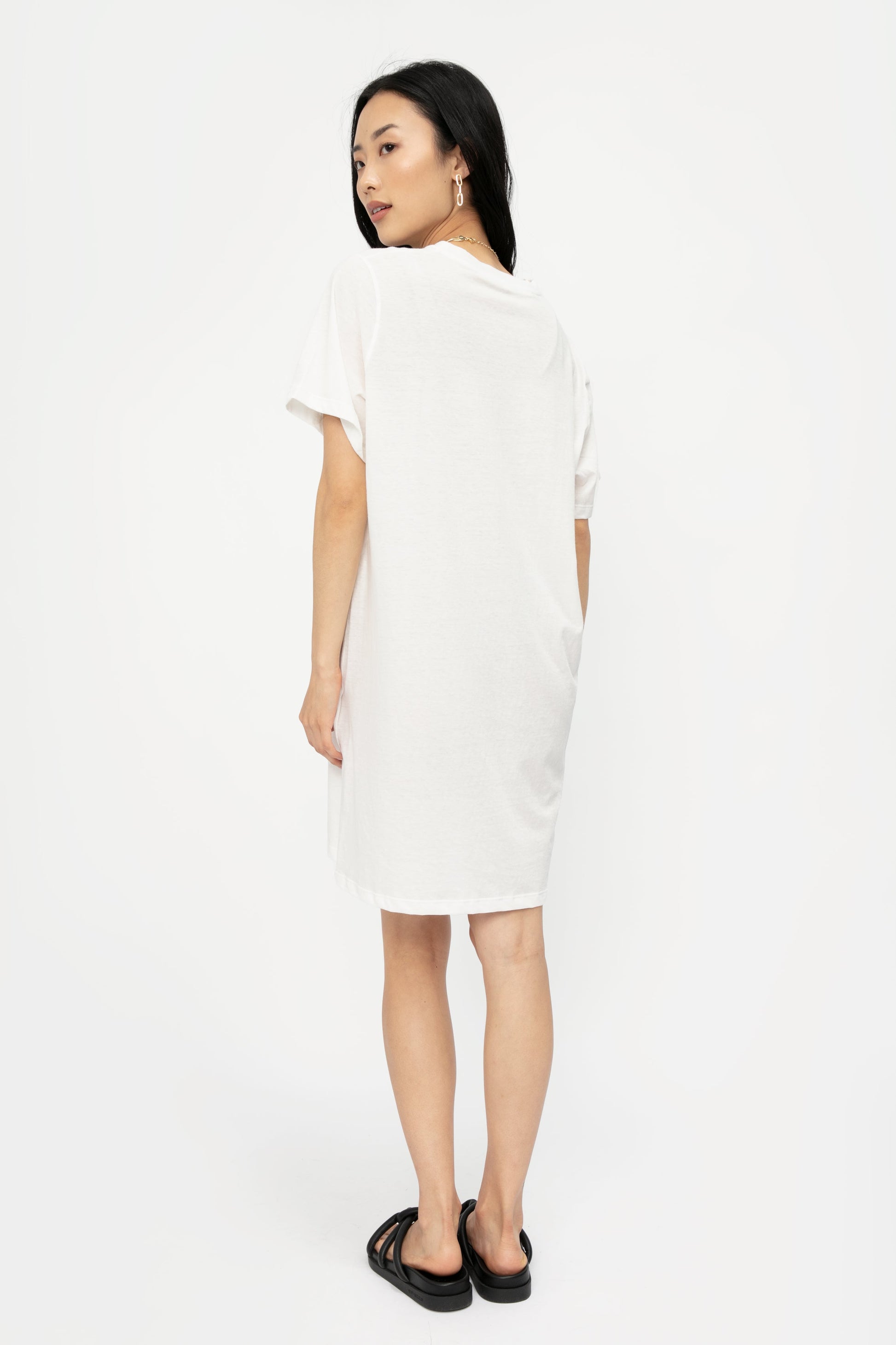 ISABEL BENENATO Cotton T-Shirt Dress in Off White
