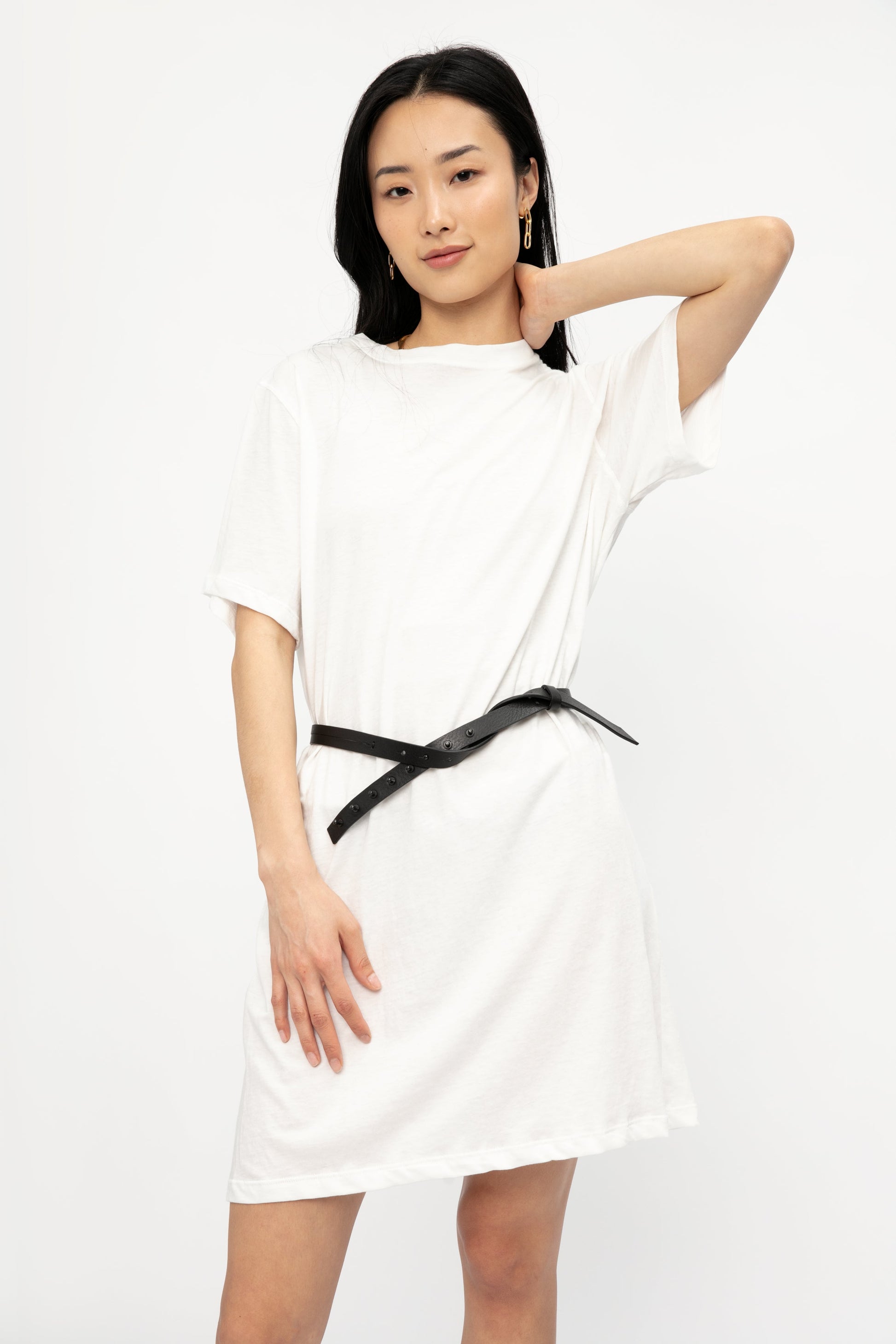 ISABEL BENENATO Cotton T-Shirt Dress in Off White