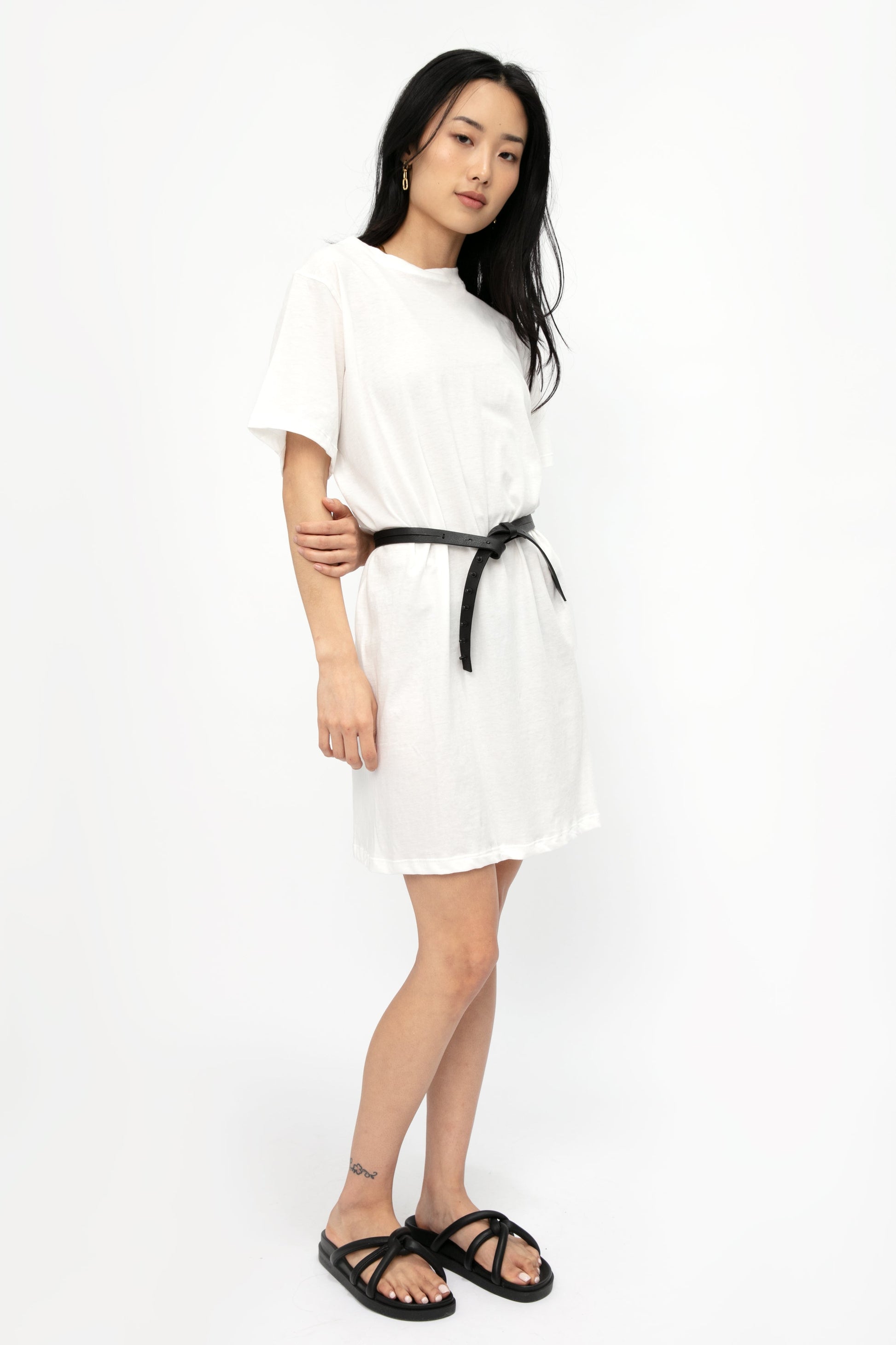 ISABEL BENENATO Cotton T-Shirt Dress in Off White