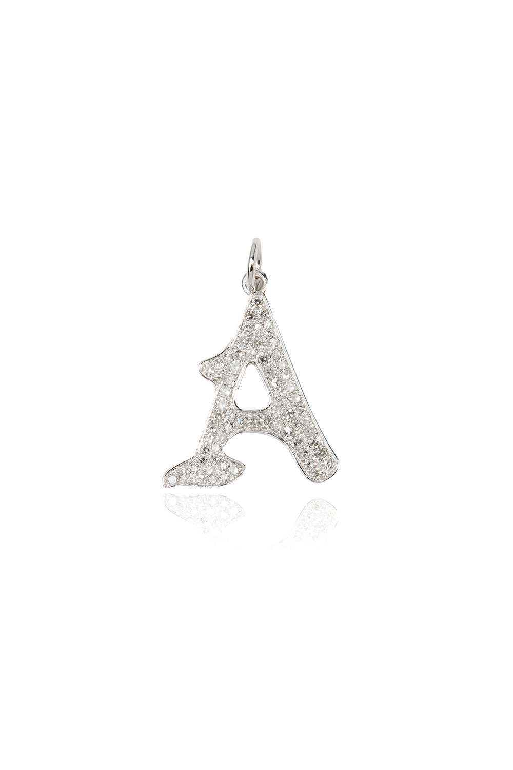 L.A. STEIN Gothic Initial Diamond Pavé Pendant A White Gold
