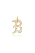 L.A. STEIN Gothic Initial Diamond Pavé Pendant B Yellow Gold