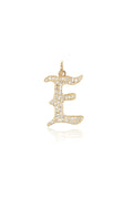 L.A. STEIN Gothic Initial Diamond Pavé Pendant E Yellow Gold