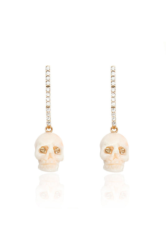 L.A. Stein Blush Carved Coral Skulls on Diamond Hinge Sticks