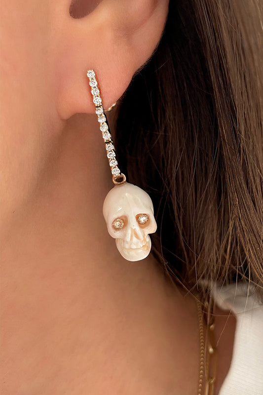 L.A. Stein Blush Carved Coral Skulls on Diamond Hinge Sticks
