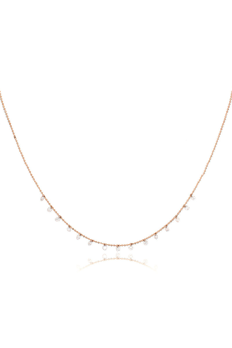 L.A. STEIN Celeste 15 Floating Diamond Necklace in Rose Gold
