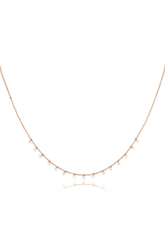 L.A. STEIN Celeste 15 Floating Diamond Necklace in Rose Gold