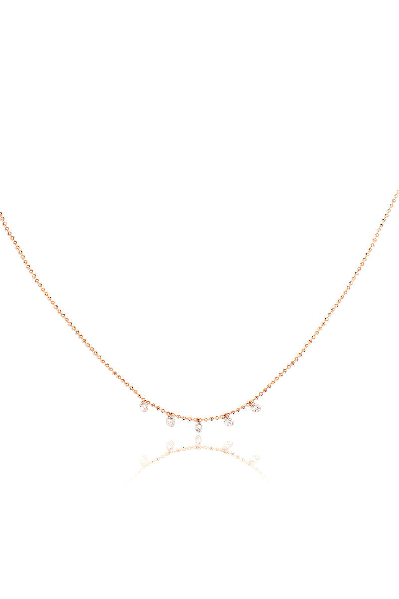 L.A. STEIN Celeste 5 Floating Diamond Necklace in Rose Gold