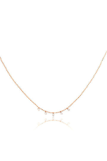L.A. STEIN Celeste 5 Floating Diamond Necklace in Rose Gold