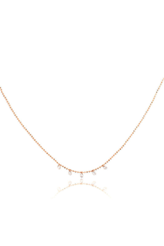 L.A. STEIN Celeste 5 Floating Diamond Necklace in Rose Gold