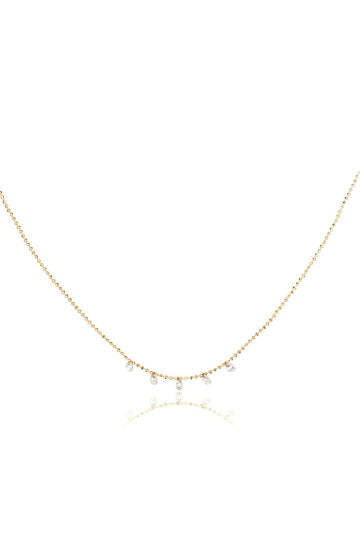 L.A. STEIN Celeste 5 Floating Diamond Necklace in Yellow Gold