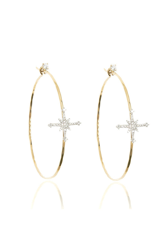 L.A. STEIN Diamond Stella Star Large Hoops Mixed Gold