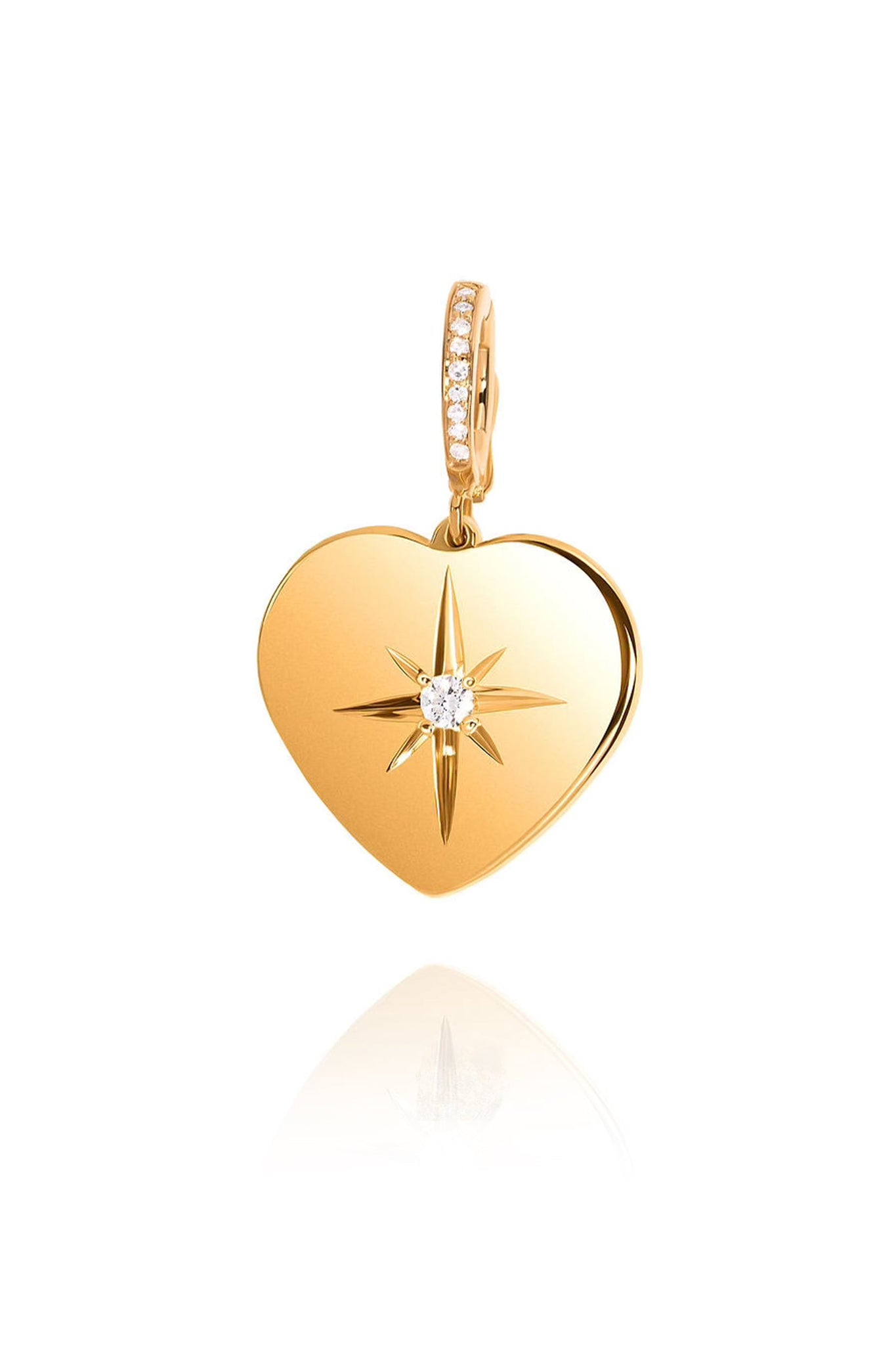 Diamond Starburst Heart Pendant in 14k Gold