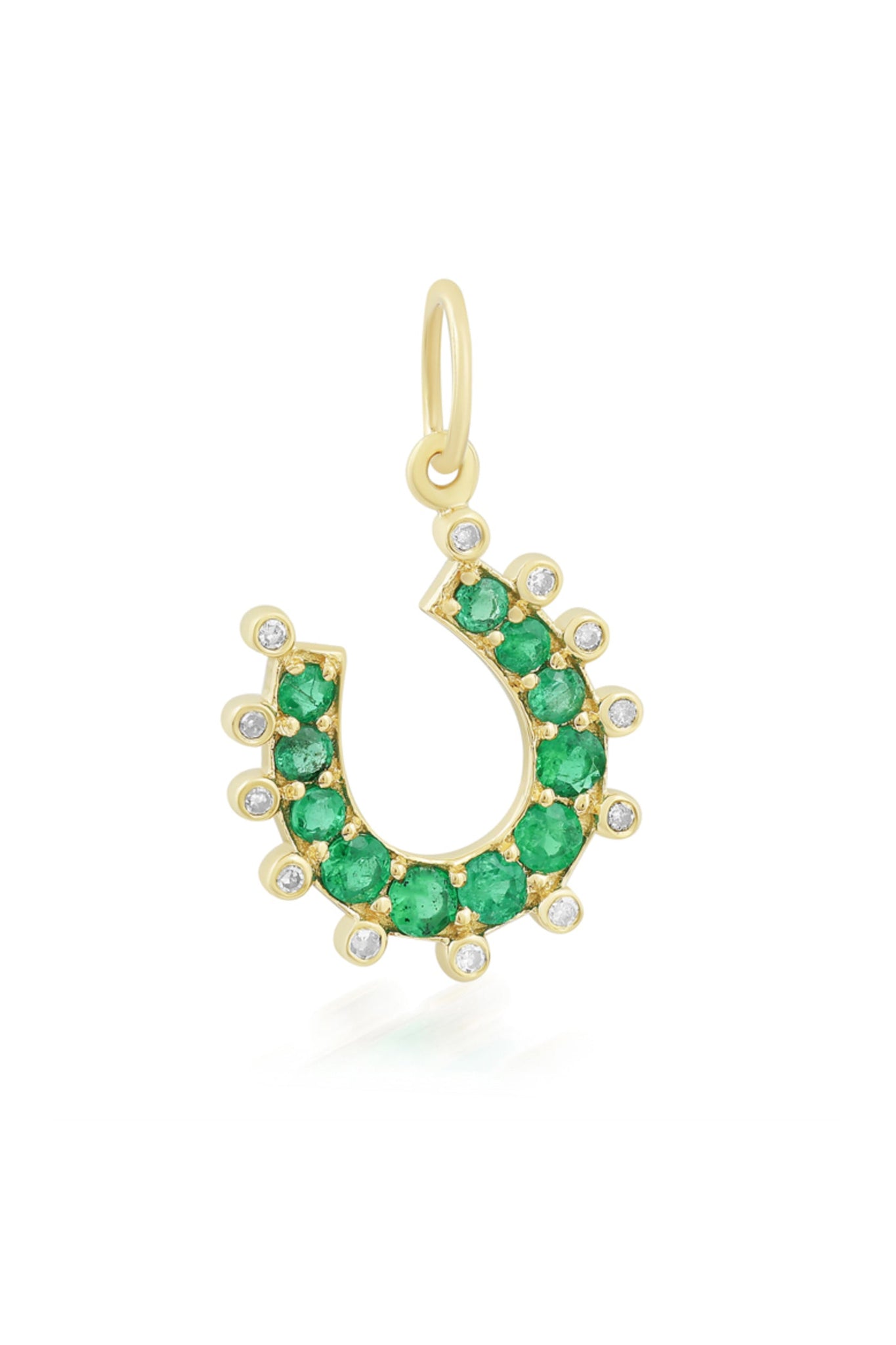 Emerald Horseshoe Pendant in 14k Gold