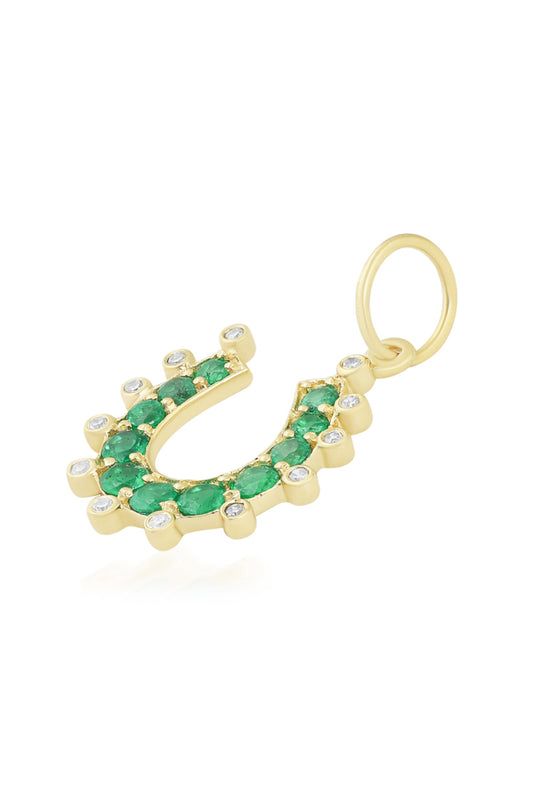 Emerald Horseshoe Pendant in 14k Gold