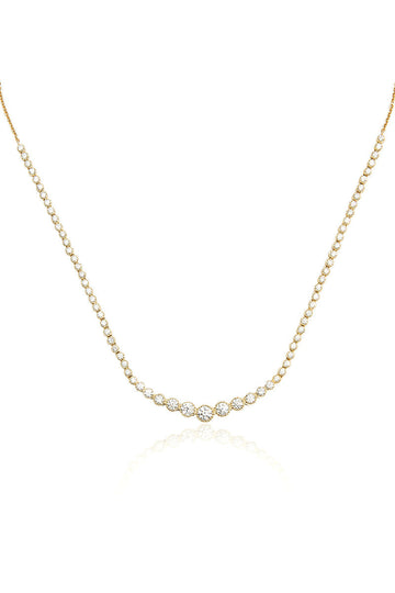 L.A. STEIN Large Diamond Tennis Necklace in Yellow Gold